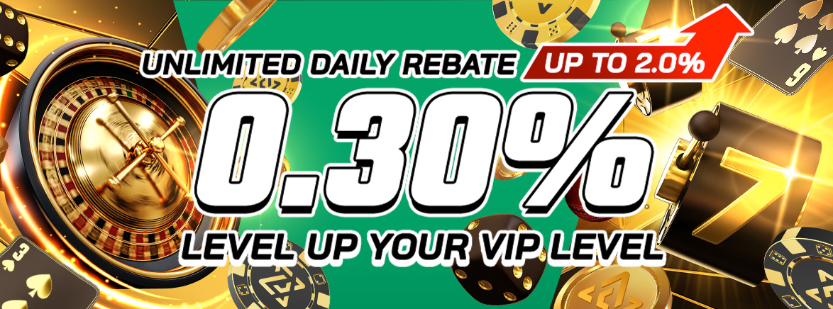 0.3% Unlimited Daily Rebate + up to 2% more for VIP players